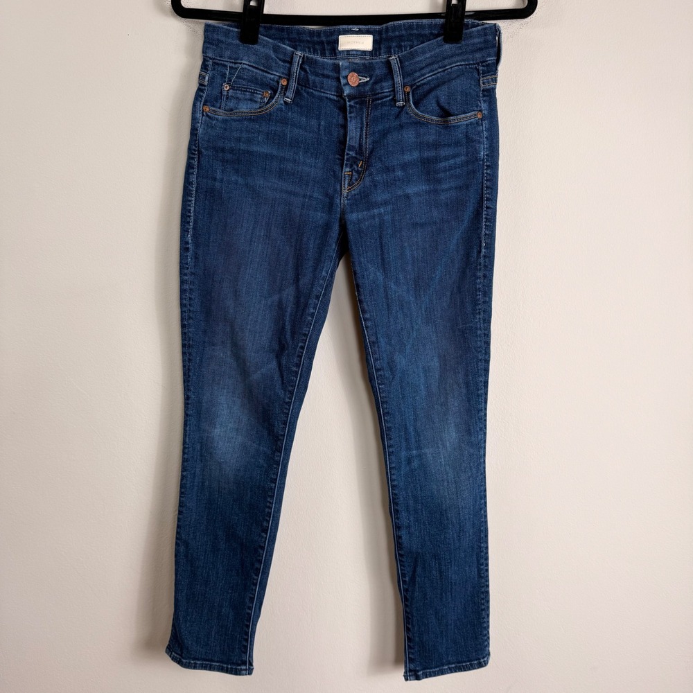 Mother Denim Skinny Jeans Dark Wash Mid Rise Blue Stretch Size 27 Inseam 26